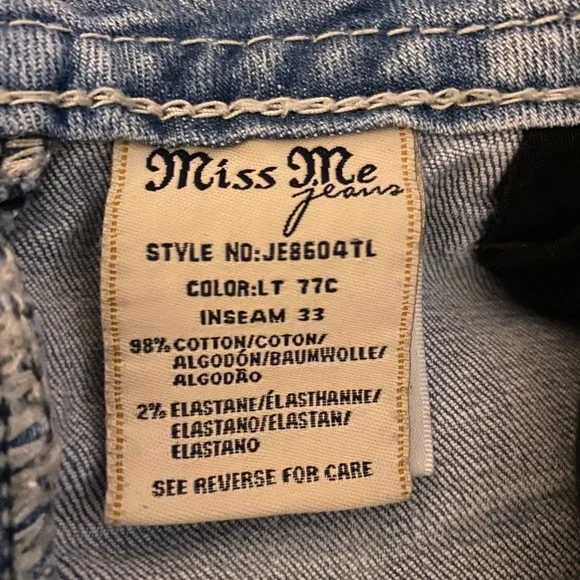 Miss Me Signature Straight Women's Jeans 28x33 Distressed JE8604TL - Picture 7 of 8